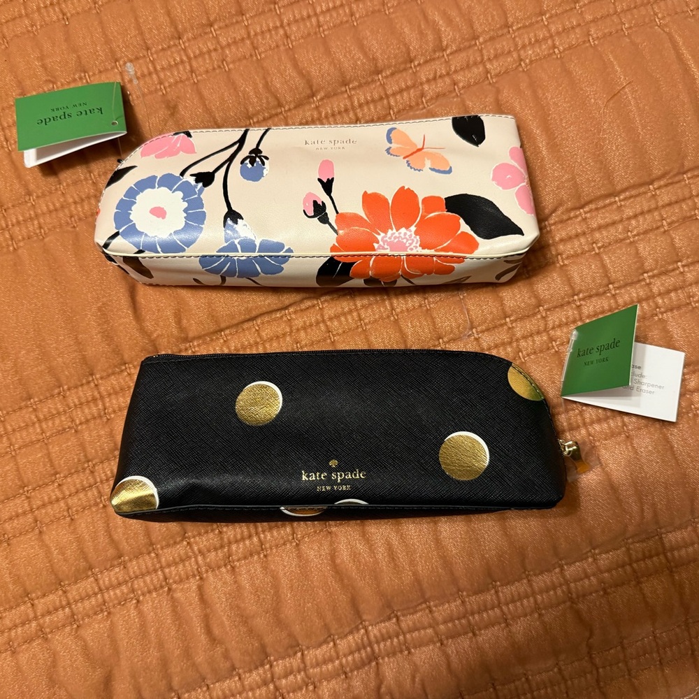 Kate Spade Black and Gold Polka Dot Cosmetic Bag